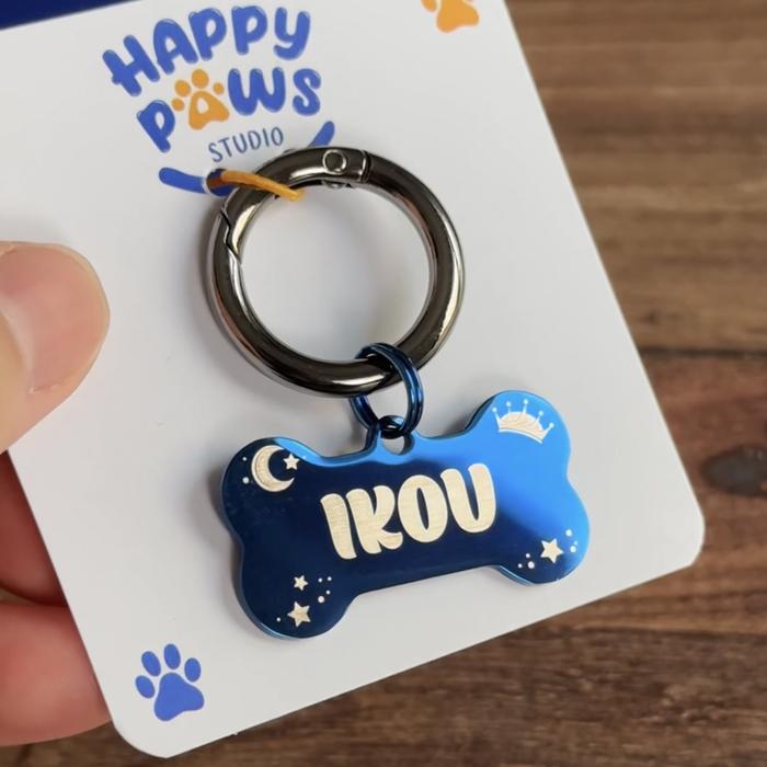 Gambar Pet Tag Custom Premium Stainless Steel Liontin Anjing Kucing - Blue Bone, XS dari Happy Paws Studio undefined Tokopedia