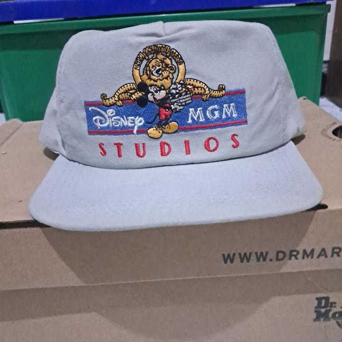 Topi Vtg Black 1980s Disney Mgm Studios Hat Cap Mickey Mouse Embroidered  Made Usa