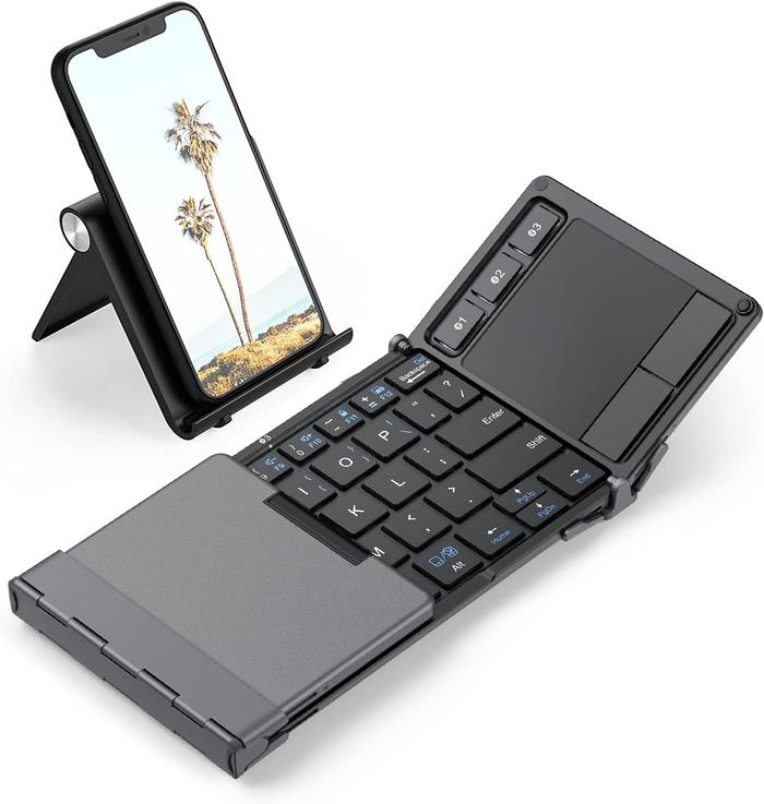 Gambar iClever Foldable Keyboard - BK08 | Bluetooth Keyboa for iPad, iPad, Smartphone, Laptop and Table - Dark Grey dari Prima Goods ID undefined Tokopedia