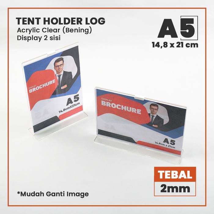 Gambar Tempat Brosur Akrilik / Tent Card Holder Qris Barcode Model Tekuk - Ukuran A5 2mm - Alas Bening, Potrait dari dunia celengan undefined Tokopedia