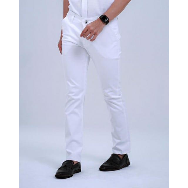 Gambar CELANA CHINO PUTIH PANJANG PRIA CINO CHINOS PANTS WHITE SLIM FIT CLANA KERJA KANTOR SEMI FORMAL CASUAL COWOK DEWASA UKURAN 27 28 29 30 31 32 33 34 35 36 37 38 - Putih, 27 / 28 TULIS dari Toko Shreya undefined Tokopedia