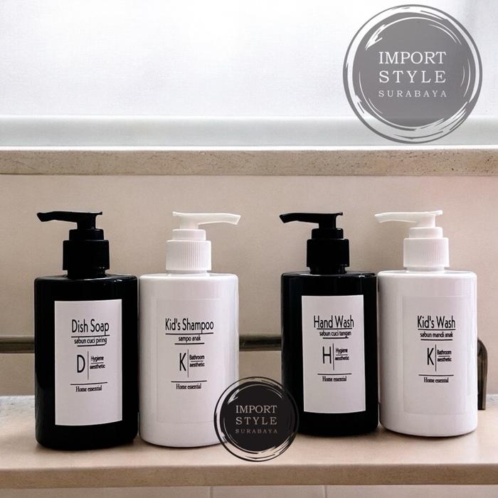 Gambar botol 250ML EXCLUSIVE SQUARE DESIGN design HITAM PUTIH PUMP FLIPTOP aesthetic bottle tempat sabun - HITAM+HITAM, BODY WASH dari Import style surabaya undefined Tokopedia