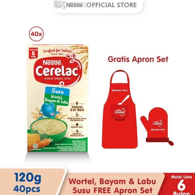 Gambar READY!! NESTLE CERELAC Susu Wortel Bayam Labu BIB 120gx40pcs FREE APRON SET dari berdikari_mart undefined Tokopedia
