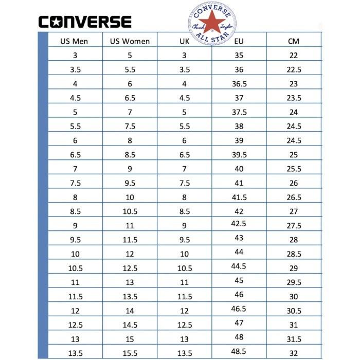 Sale Converse Converse Shoes Size Guide Unisex Shoe Size Chart