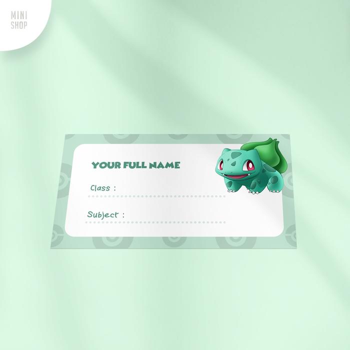 Promo Stiker Nama Custom Waterproof Pokemon Bulbasaur - 20 book sticker ...
