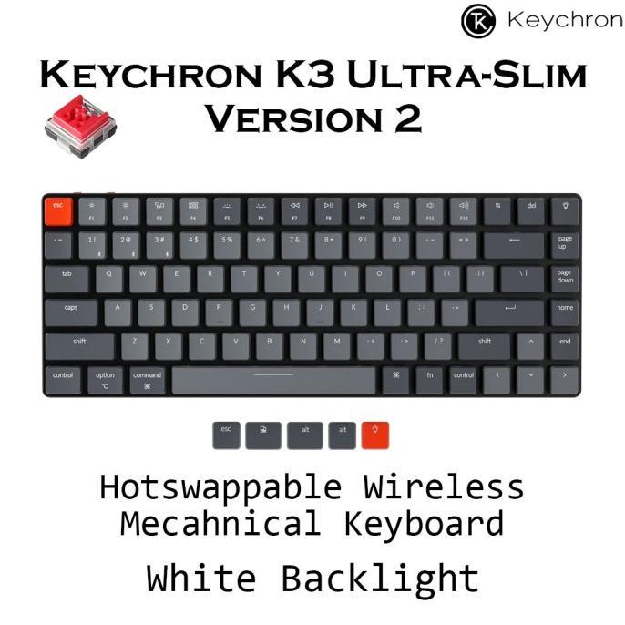 Gambar Keychron K3 version 2 Hot-Swappable WHITE Backlight Low Profile Switch - Red Switch dari Justme Toys undefined Tokopedia