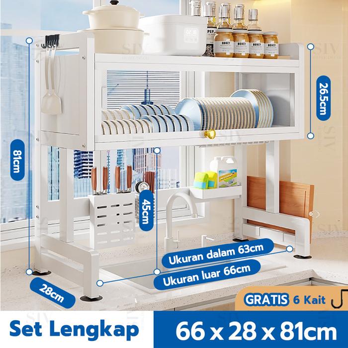 Gambar Rak Piring Wastafel Rak Piring Tertutup Rak Dapur Multi-fungsi Penutup Rak Dapur Multifungsi -  Putih 65cm dari PediaStoree. undefined Tokopedia