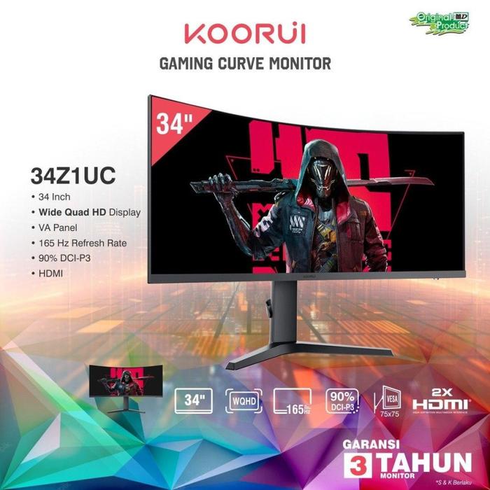 Promo Monitor LED KOORUI 34Z1UC Ultra Wide Curved 34" [1440p, 165hz] 34 Inch Gaming Monitor