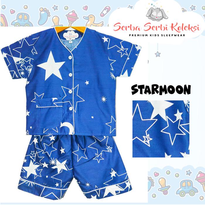 Gambar PIYAMA ANAK CELANA PENDEK / BAJU TIDUR ANAK KATUN PREMIUM - P59 - Biru, S dari SerbaSerbiKoleksi_NEW undefined Tokopedia