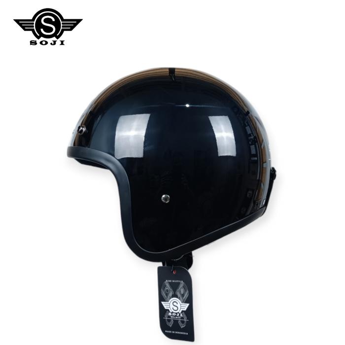 Gambar SOJI Helm Retro Holmes Polos Classic Dewasa Pria Wanita Hijab - black glos, M (57-58cm) dari SOJI Helmet Official Store undefined Tokopedia