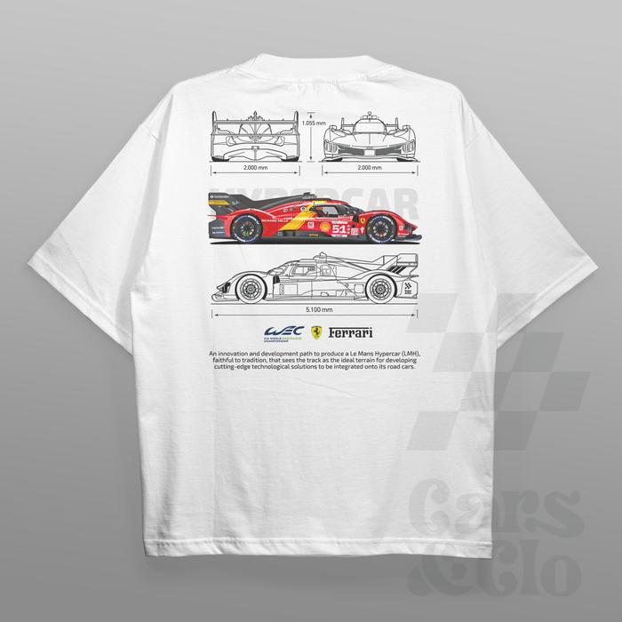 Gambar Cars and Clo - Oversized - World Endurance Championship Hypercar Le Mans Blueprint T-Shirt - Ferrari - White, S dari Cars&Clo Store undefined Tokopedia