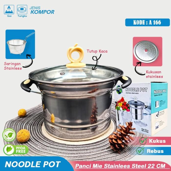 Gambar Noodle Pot Panci Mie 3in1 Stainless Steel - Panci Penggorengan Mie / Kentang Multifungsi 3in1 - GAGANG KUPING dari Sinar Arjuna Abadi undefined Tokopedia
