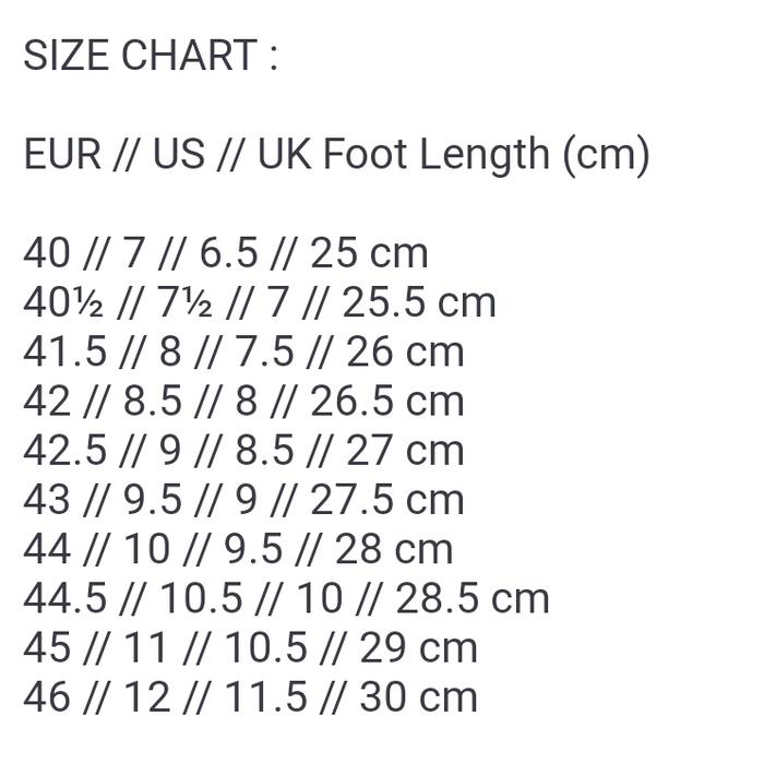 Size Conversion Chart 25 Cm Foot Shoe Size To Eu Italian Shoe