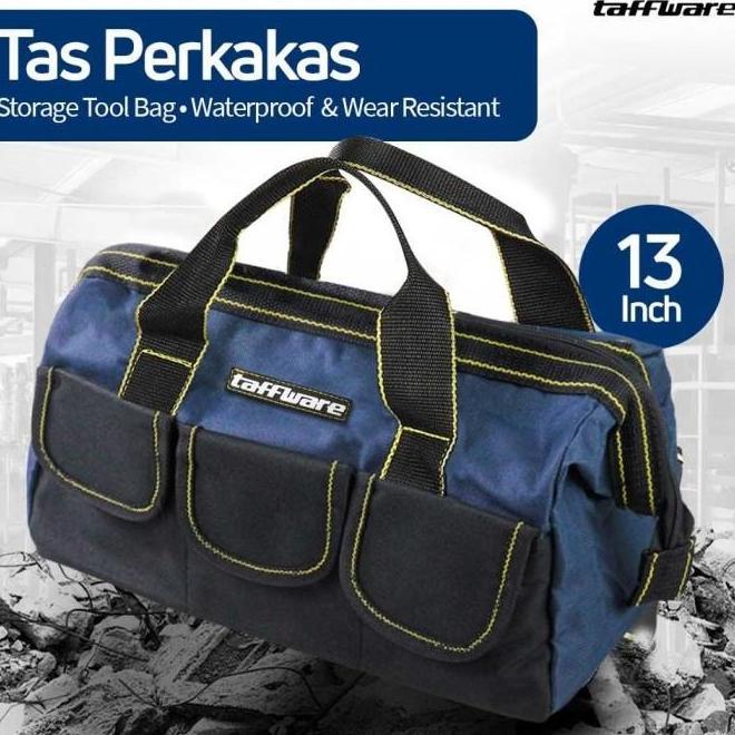 Gambar ORI MURAH TAFFWARE TAS PERKAKAS ALAT TUKANG STORAGE TOOL BAG WATERPROOF WEAR RESISTANT TAS TUKANG JINJING SELEMPANG - 13'' dari ardika_store_shop undefined Tokopedia