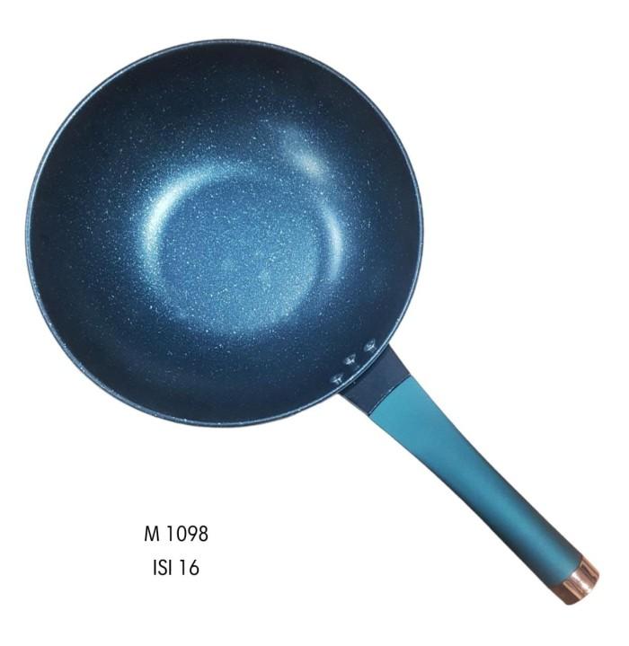 Gambar Wajan Stainless Stel Gagang panjang Wajan BX Anti lengket Wok Kuali Wajan Penggorengan Gagang - GGBIRU EMAS32CM dari Sinar Arjuna Abadi undefined Tokopedia