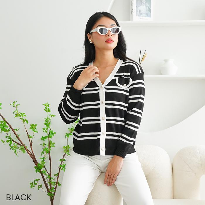 Gambar Cardigan Rajut Stripe Pior - Hitam dari Fashiondeals undefined Tokopedia