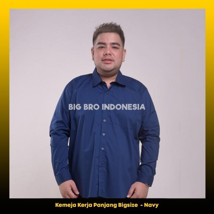 Gambar Kemeja Lengan Panjang Big Size Pria BIG BRO Ukuran Besar Jumbo XXL XXXL - NAVY, XL dari Baju GDE undefined Tokopedia