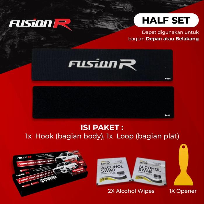 Gambar Frameless Tatakan Plat Nomor Mobil Velcro FUSION R Standar Industrial Cleanlook - Half set dari TRUST DEAL undefined Tokopedia