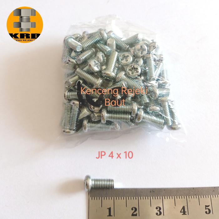 Gambar [ISI 100 PCS] Baut JP 4x10 / Baut Obeng Plus / Baut Obeng + Panjang 1 cm dari Kenceng Rejeki Baut undefined Tokopedia