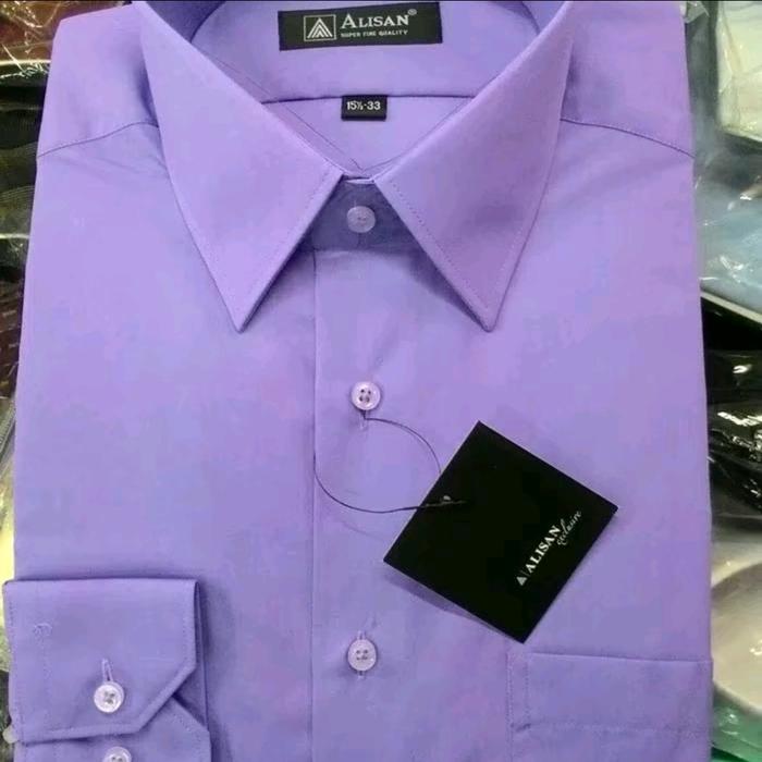 Gambar kemeja Alisan polos panjang SLIM FIT - ungu 2, L dari Pas Mantafff undefined Tokopedia