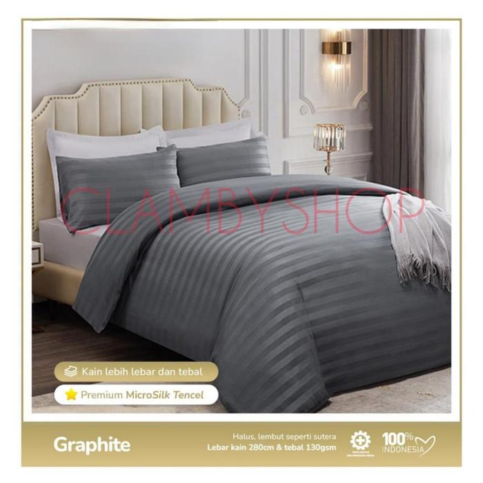 Gambar Penawaran Khusus Sprei Hotel Set Micro Silk Tencel T.25Cm Premium Anti Geser - Graphite, 100 x 200 x 25 dari keceserumall undefined Tokopedia