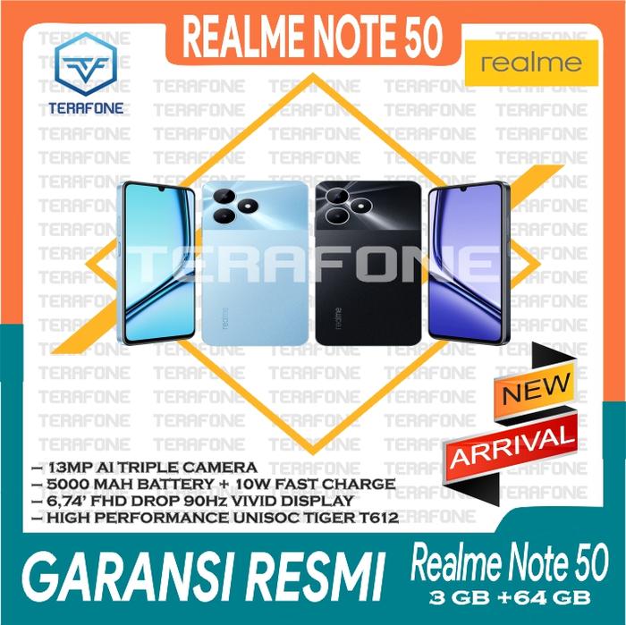 Gambar REALME NOTE 50 RAM ( 3/64 GB ) ( 4/64 GB ) ( 4/128 GB ) GARANSI RESMI TERMURAH - RAM 3/64 GB, MIDNIGHT BLACK dari TERAFONE undefined Tokopedia