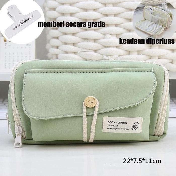 Gambar Large Capacity Kawaii Pencil Cases flip Pencil Bag Pouch Holder Box for Girls Office Student Stationery Organizer School Supplies - Hijau (klip) dari Micky Minie undefined Tokopedia