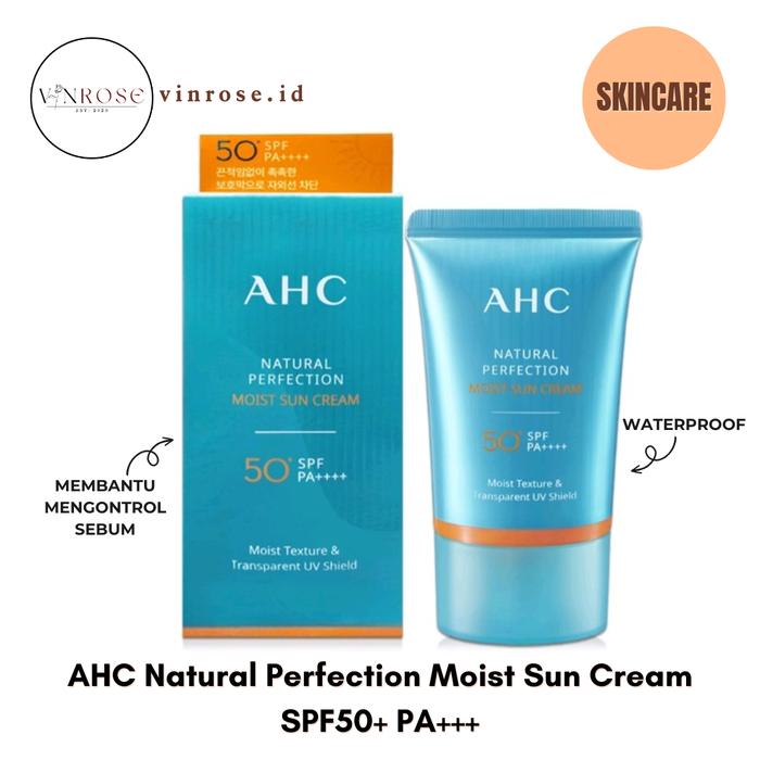 Gambar AHC Natural Perfection Moist Sun Cream SPF50+ PA+++/ Sunscreen dari Vinrose.id undefined Tokopedia