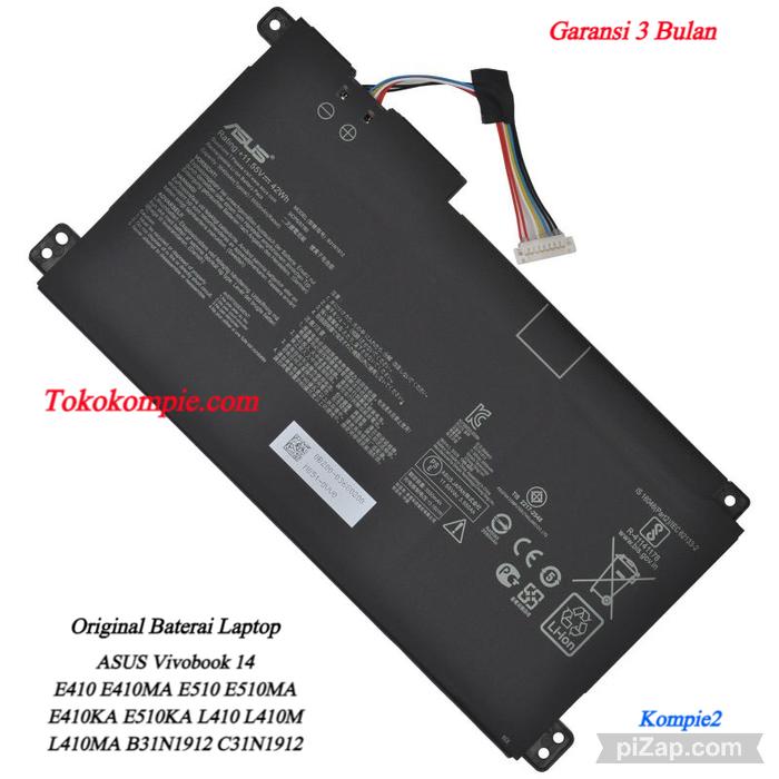 Gambar Original Baterai Laptop ASUS Vivobook 14 E410 E410MA E510 E510MA E410KA E510KA L410 L410M L410MA B31N1912 C31N1912 dari kompie2 undefined Tokopedia