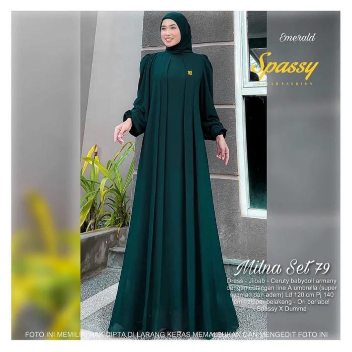 Gambar gamis ceruty babydoll polos busui abaya dress kondangan muslim bw9263 milna set - emerald dari marshaimarah undefined Tokopedia