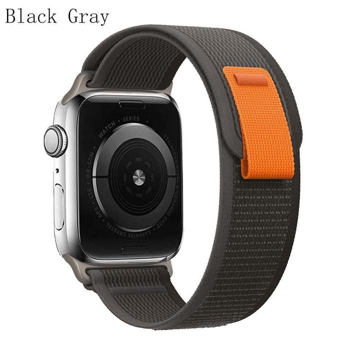 Gambar Trail Nylon Strap for Apple Watch 9 8 7 6 5 4 3 2 1 ULTRA/ ULTRA 2 SE 49MM 45MM 44MM 42MM 41MM 40MM 38MM - Black Gray, 38/40/41MM dari Vodafonestore undefined Tokopedia