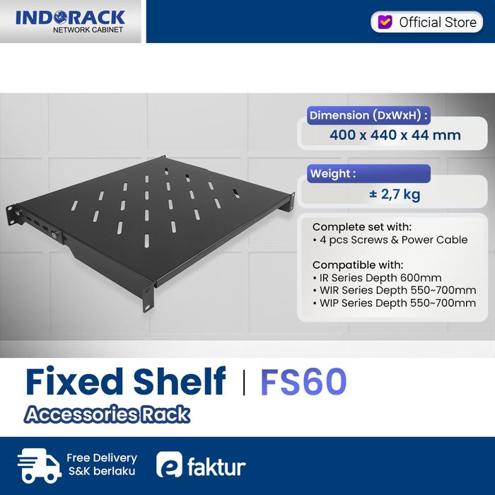 Gambar Indorack Fixed Shelf Depth 400mm FS60 Accessories Tatakan Rack Server dari Indorack Indonesia undefined Tokopedia