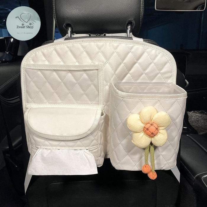 Gambar Tempat Penyimpanan Belakang Jok Kursi Mobil Tas Gantungan Organizer Kursi Mobil / Car Seat Organizer - Flower Cream dari Zweet Shop undefined Tokopedia