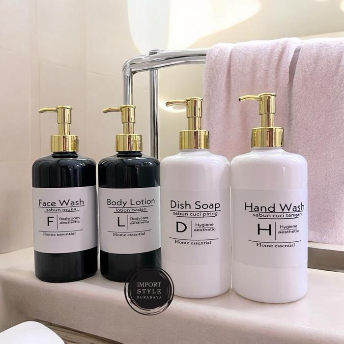 Sabun Simple Jual botol N28 HITAM PUTIH 500ML SIMPLE DESIGN PUMP SILVER GOLD LUXURY ...