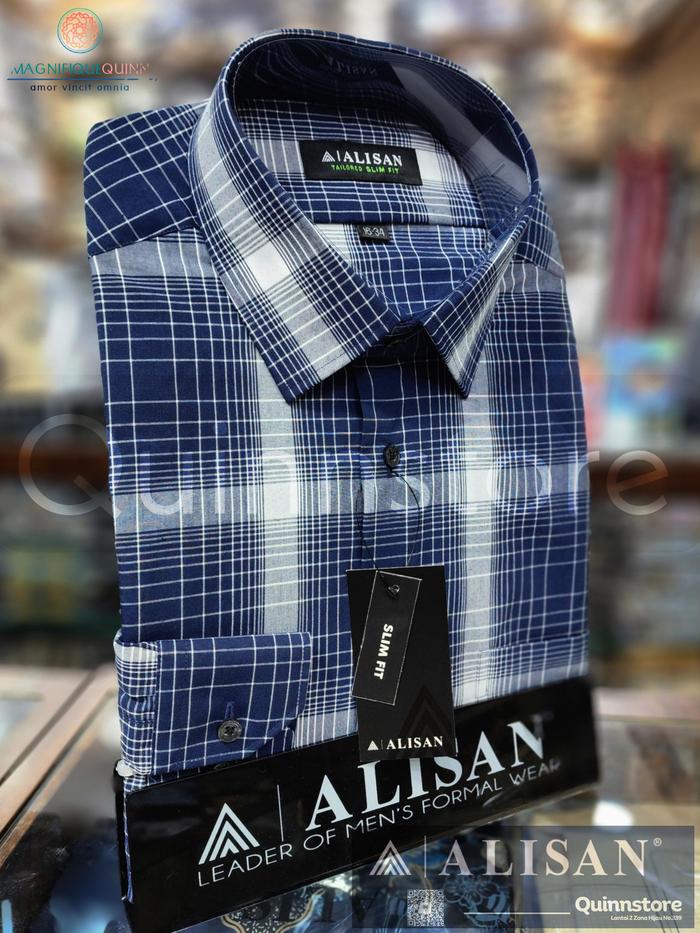 Gambar ALISAN Original Kemeja Motif Garis Kotak - Lengan Panjang - Slim Fit - Varian Warna - Size 14 - 16 - Biru, 14.5 dari ALISAN Store Jakarta undefined Tokopedia