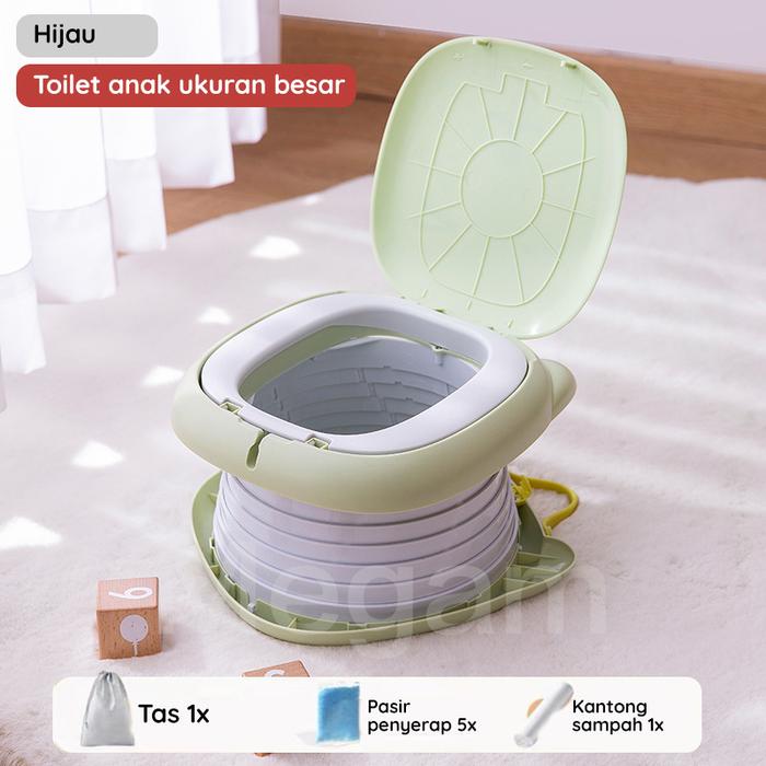 Gambar MEGAM Potty Portable WC Training Anak Pispot Baby Travel Kursi Toilet Duduk Karakter Kucing Lucu HSB813 - Hijau dari Megam.id undefined Tokopedia