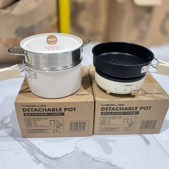 Gambar Panci Listrik Multifungsi Mini dengan Kabel Terpisah - Nordic Split Pot Travelling Size - ada kukusan dari LOTUS HOME APPLIANCES undefined Tokopedia