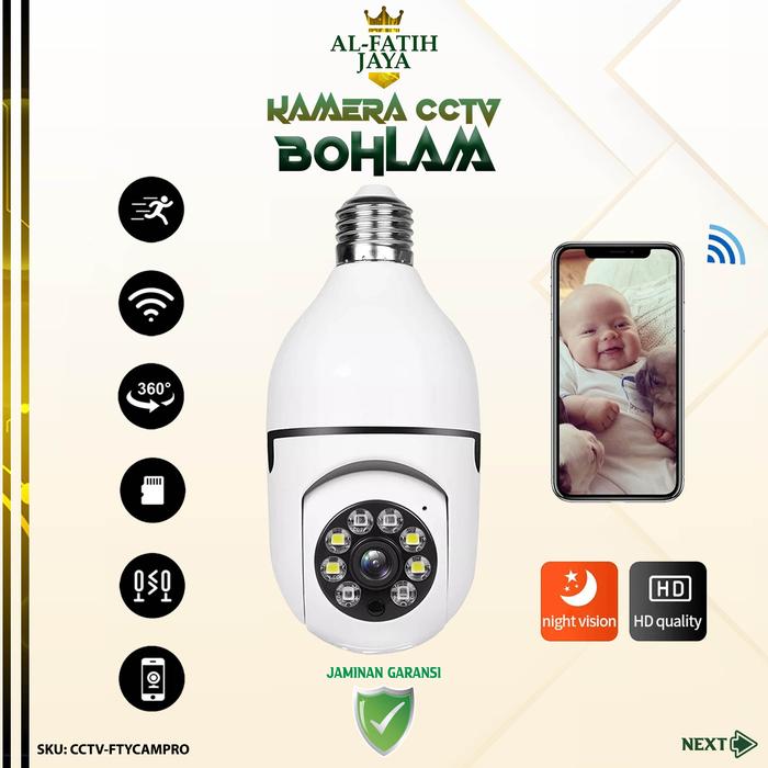 Gambar IP Camera CCTV Wifi Kamera Keamanan Lampu Bohlam LED Bulb Panoramic - CCTV Bohlam dari Allfatih Jaya undefined Tokopedia