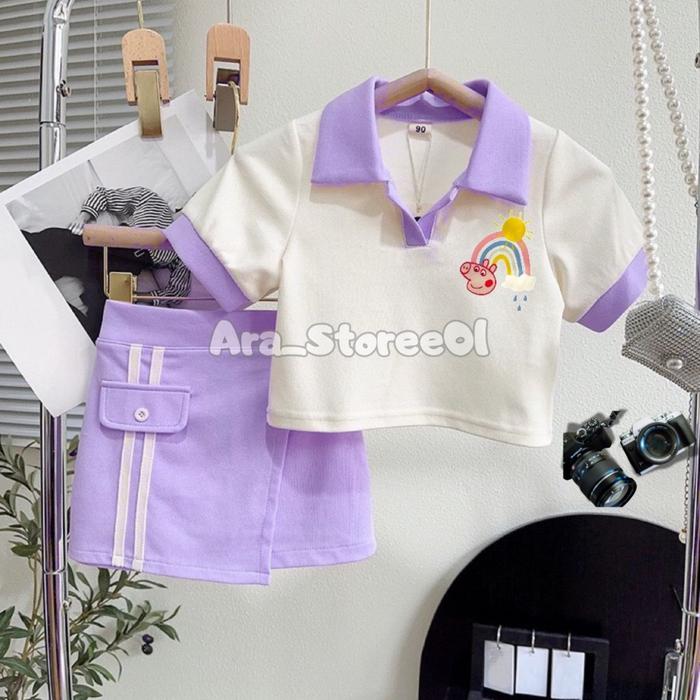 Gambar Setelan Baju dan Rok anak perempuan model casual usia 1-6 tahun - Ungu, 5-6 tahun dari ivan sanroy undefined Tokopedia
