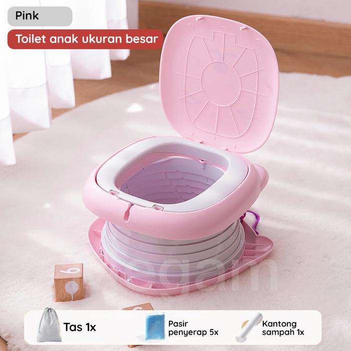 Gambar MEGAM Potty Portable WC Training Anak Pispot Baby Travel Kursi Toilet Duduk Karakter Kucing Lucu HSB813 - Pink dari Megam.id undefined Tokopedia