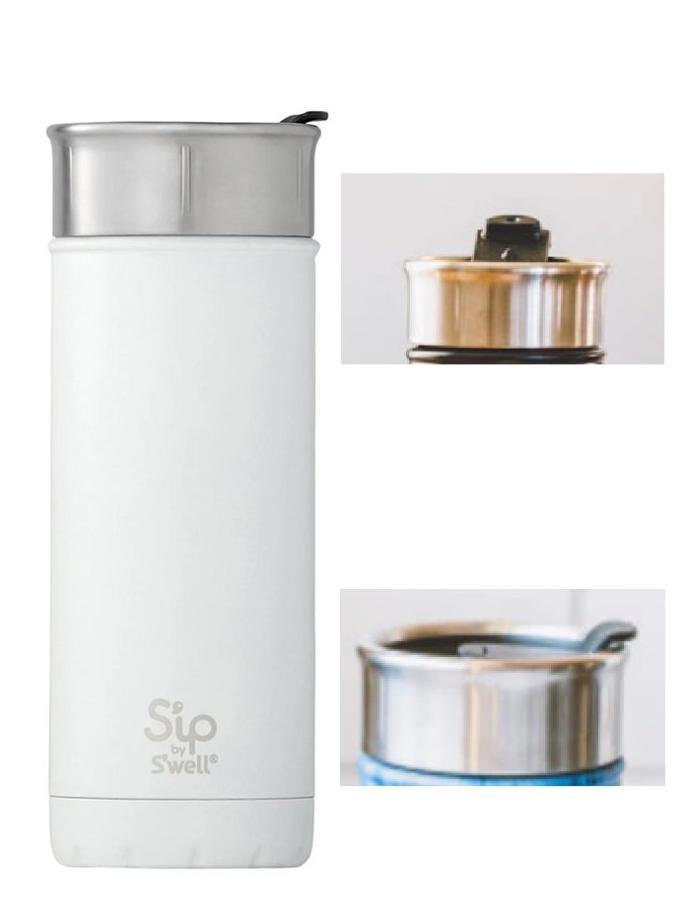 Gambar Swell S'well Flat White Travel Mug Termos Tumbler Water Bottle Sip - 16ozSip-White dari Aruan Mart undefined Tokopedia