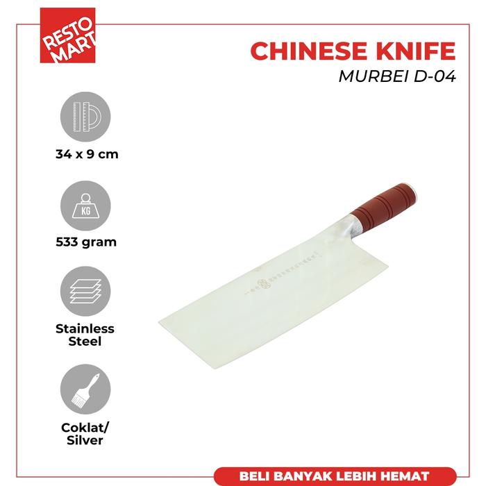 Gambar Pisau Daging/Sayur/Chinese Knife Murbei RESTOMART SS (1511628) - 2pcs dari Restomart Kitchen Solution undefined Tokopedia