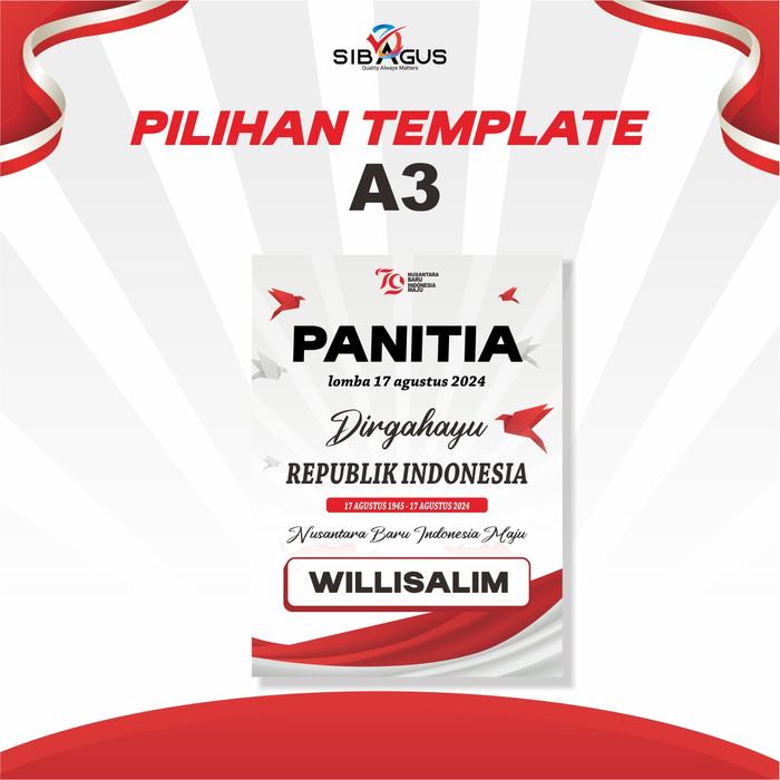 Gambar Nametag Panitia 17 Agustus | Tag Nama | Nametag Nama Panitia - A3, Kertas + Mika dari Sibagus Print undefined Tokopedia