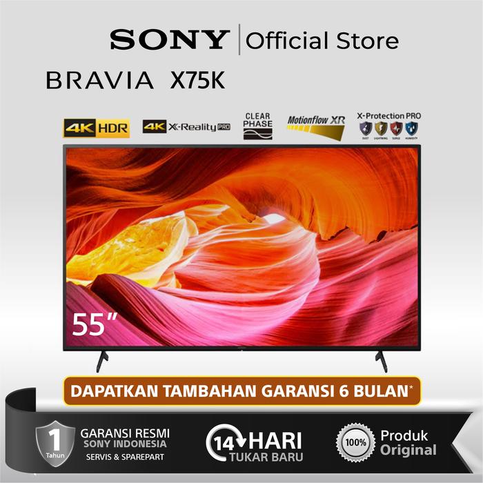 Gambar SONY Bravia X75K 55 Inch 4K HDR TV,Smart TV KD 55X75K - Tv Only dari Sony Center Official undefined Tokopedia