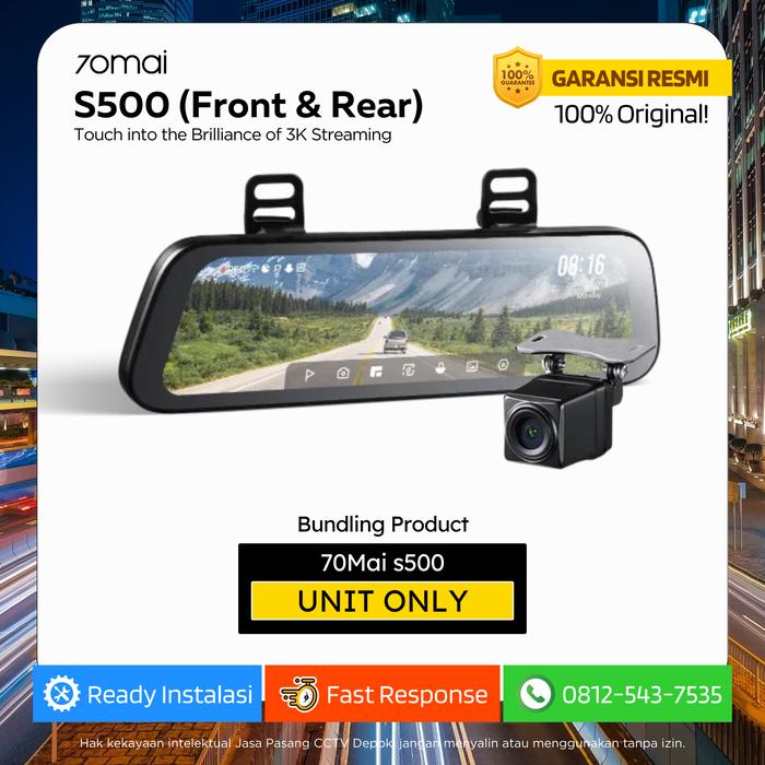 Gambar 70mai s500 Dash Cam Set 9.35'' Layar Sentuh 3k SONY STARVIS 2 Kamera Mobil Touchsreen FOV 138° - Unit Only dari Jasa Pasang CCTV Depok undefined Tokopedia