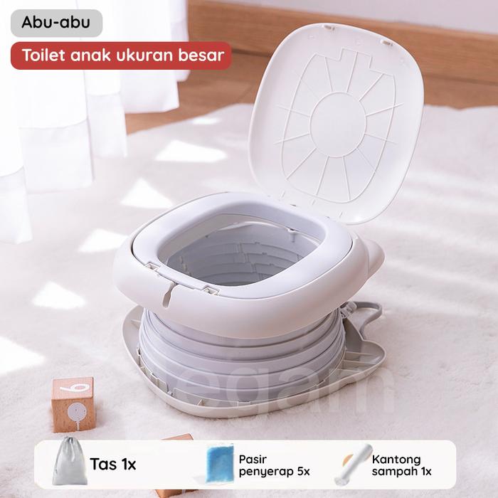 Gambar MEGAM Potty Portable WC Training Anak Pispot Baby Travel Kursi Toilet Duduk Karakter Kucing Lucu HSB813 - Abu-abu dari Megam.id undefined Tokopedia