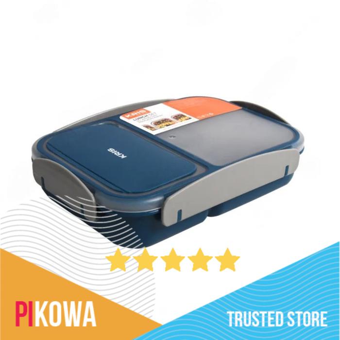 Gambar 1.1 Ltr Kotak Makan 2 Sekat Dengan Sendok Garpu - Biru Muda/1.1 Ltr 2-Separated Lunch Box With Cutlery - Light Blue dari Pikowa Shop undefined Tokopedia