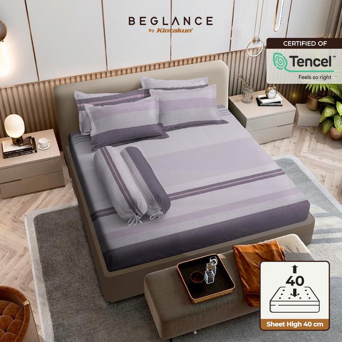 Gambar BEGLANCE Tencel Lyocell Sprei Set Fitted 200 x 200 Super Soft Premium Tinggi 40 cm - Willow dari beglancebykintakun undefined Tokopedia