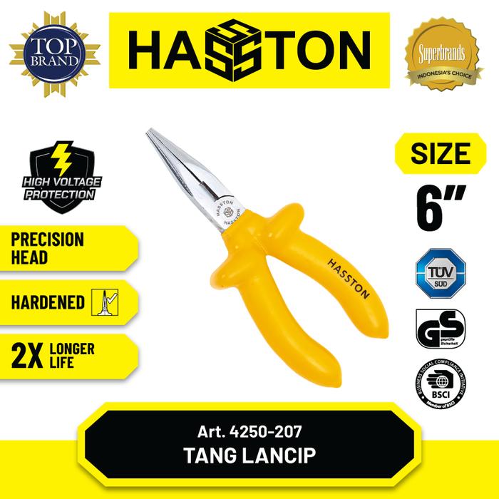Gambar Hasston Tang Lancip 6" Insulation High Voltage/Tang Listrik (4250-207) dari Hasston Tools undefined Tokopedia