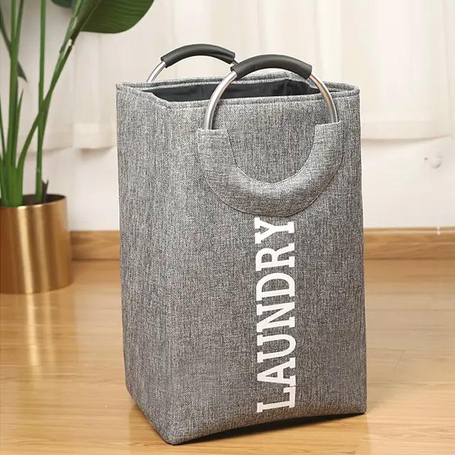Gambar KERANJANG PAKAIAN KOTOR KANTONG TEMPAT CUCIAN BAJU LAUNDRY BAG AESTHETIC - GRAY B dari BStore id Official undefined Tokopedia